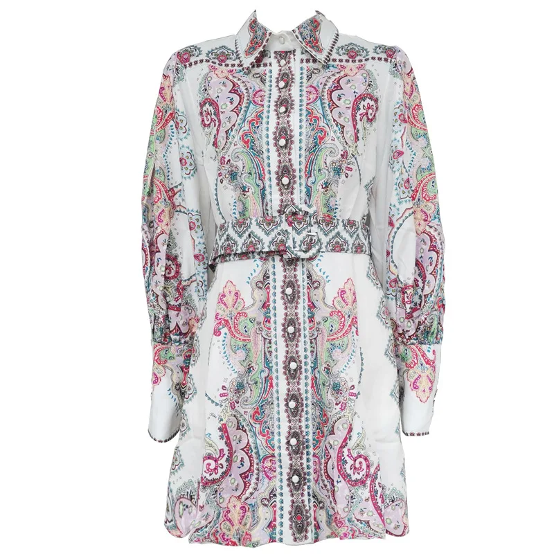 

2019 Spring Vintage Lantern Sleeve Mini Dress Vestidos Elegant Lace Chiffon Patchwork Plaid Dress Designer Runway A-Line Full