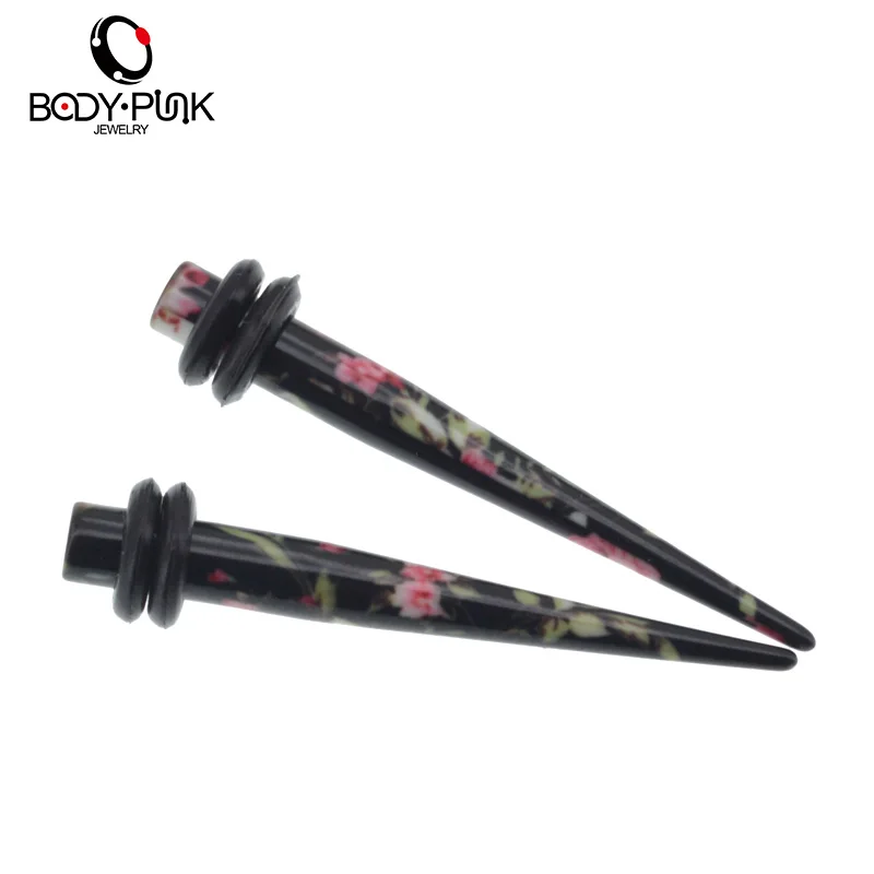 Тело панк розовый цветочный принт акриловая фотовспышка туннельный комплект