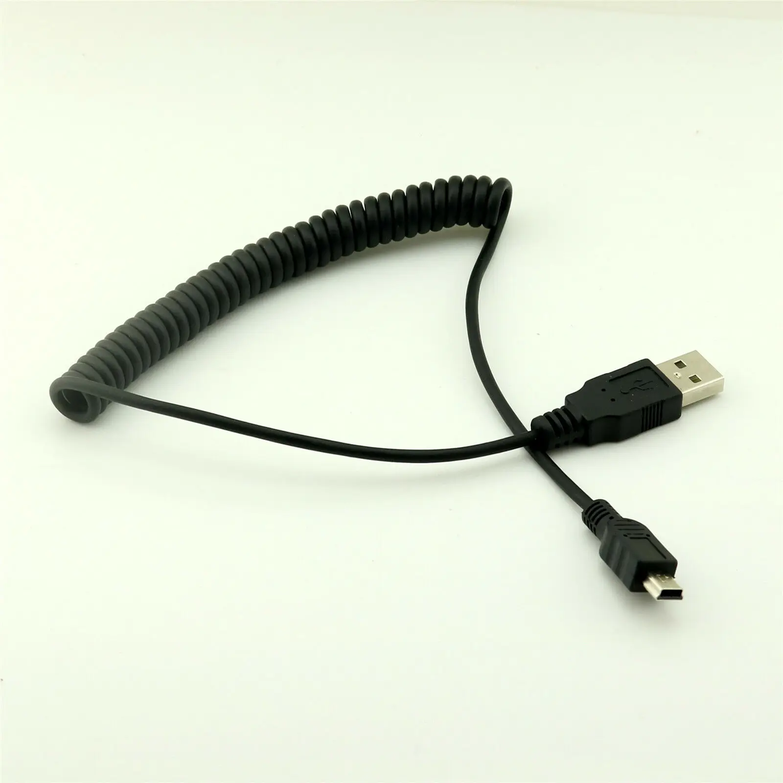

1 шт. Спиральный прямой адаптер USB 2,0 A папа к мини USB 5 Pin папа 5 футов