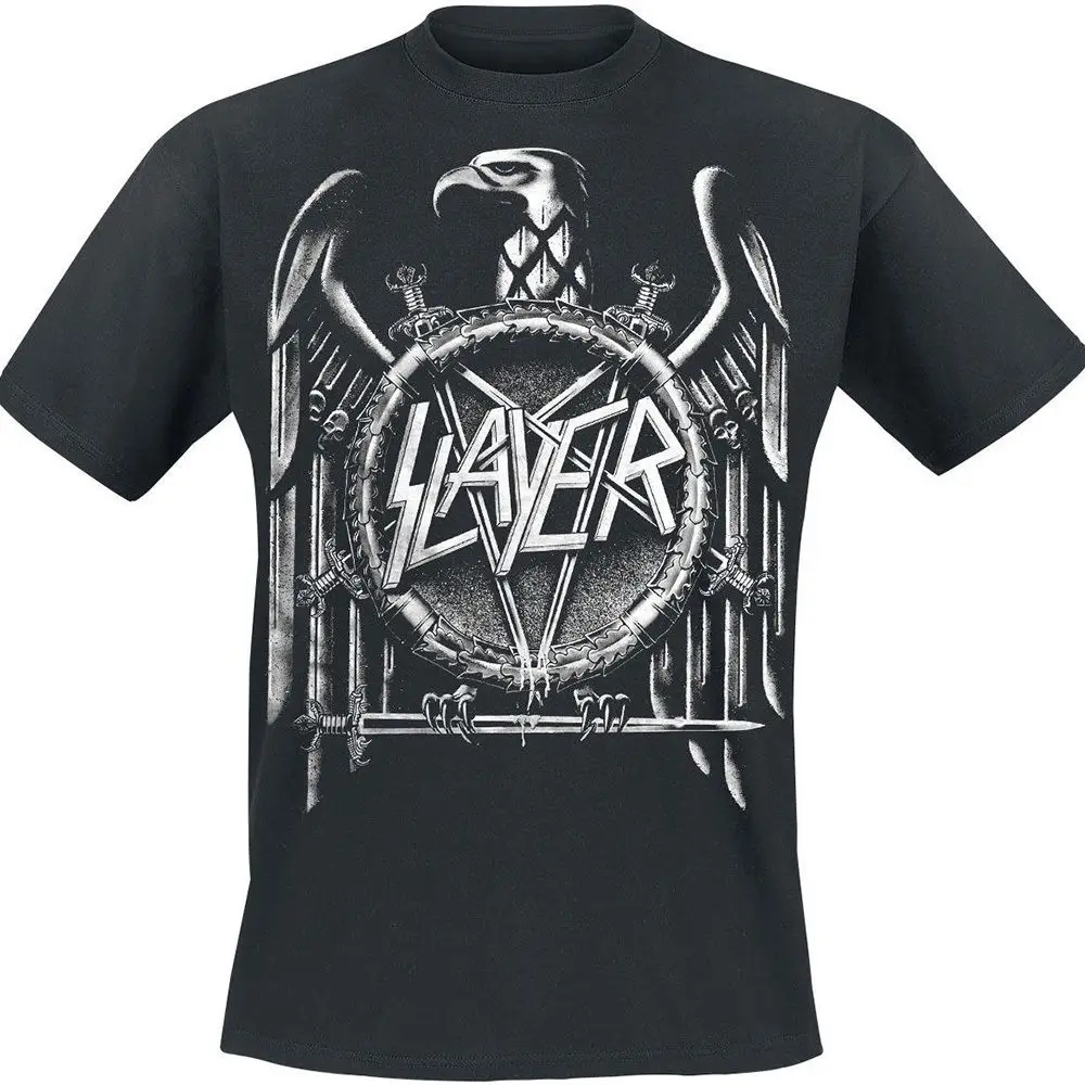 Мужская Винтажная Футболка Slayer 'Eagle' Quaste Aufdruck стильная футболка с коротким