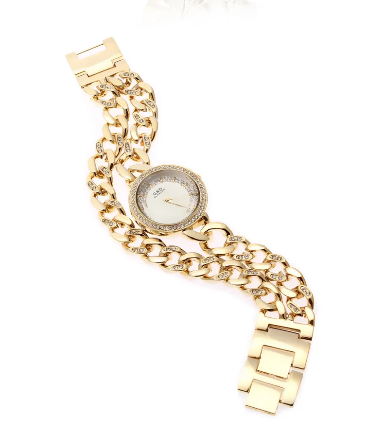 Женские кварцевые часы с кристаллами золотистые наручные со стразами подарок