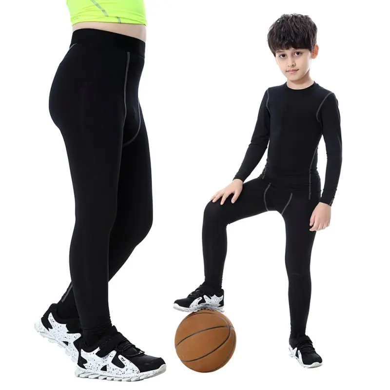 

Быстросохнущие компрессионные брюки с эластичным поясом для мальчиков, обтягивающие спортивные шорты из полиэстера, спортивные велосипед...
