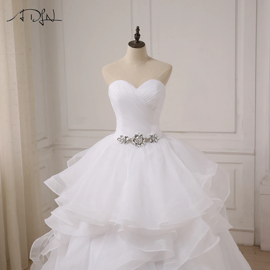 ADLN шикарный украшенный бусами бальное платье Свадебные платья Vestido De Noiva Zipepr вверх назад оборки свадебное платье из органзы платье