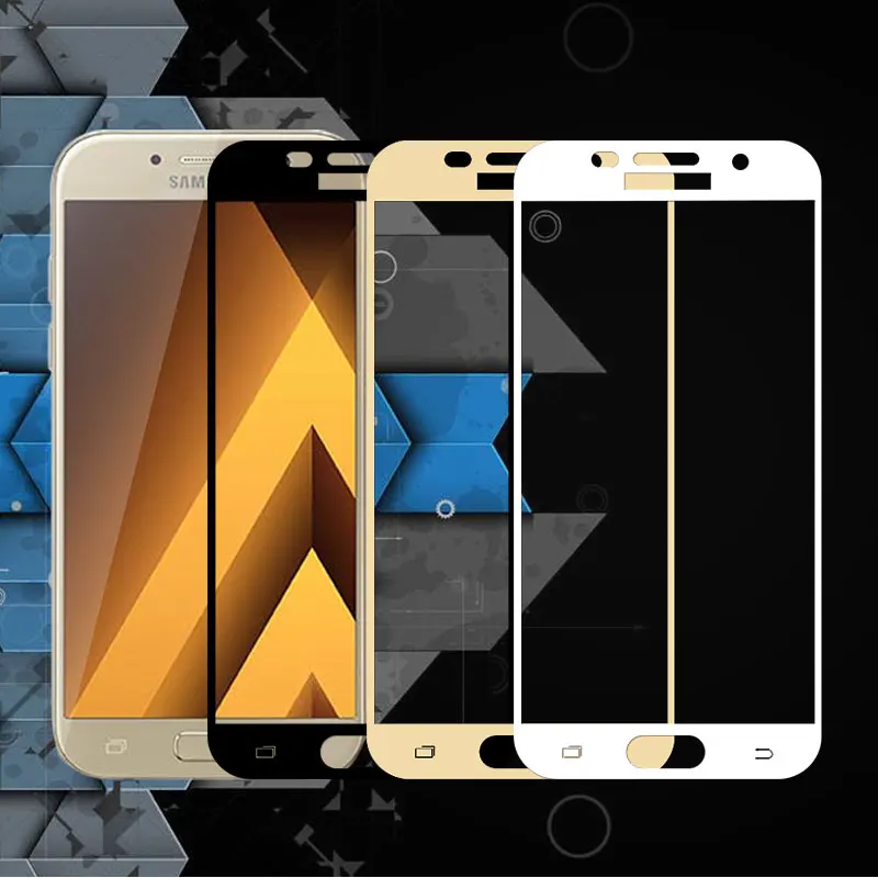 2 шт. защитная пленка с полным покрытием для Samsung A3 A5 A7 2017 закаленное стекло HD