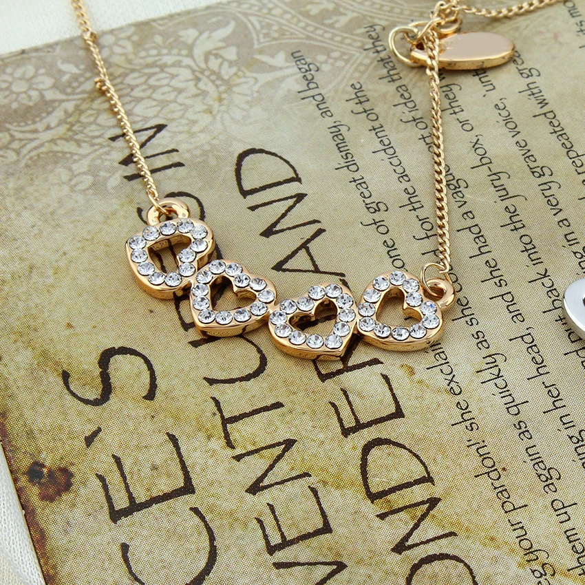 Очаровательные женские ожерелья с сердечками и кулоны золотистого цвета со