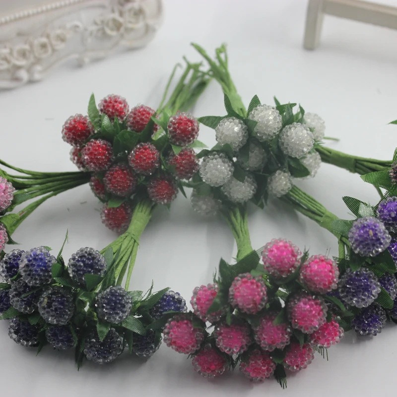 12 шт. небольшие ягоды искусственный цветок красная вишня перламутровое стекло