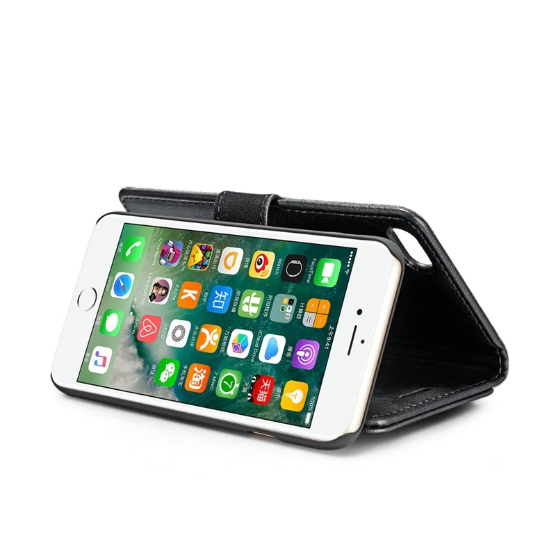 Съемная магнитных флип кожаный чехол для iPhone 6/6 s/7/8 Plus Элитный бренд кошелек слот