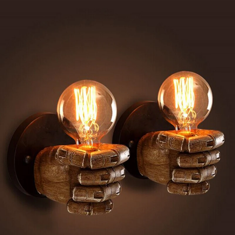 

New Creative resin left/right fist vintage wall lamp for modern home deco lighting fixture,Loft/stairs/Aisle hand shape