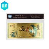 hot sales colored russia world cup banknotes 100 rubles banknote in 24k gold paper money for collection and gifts with coa frame