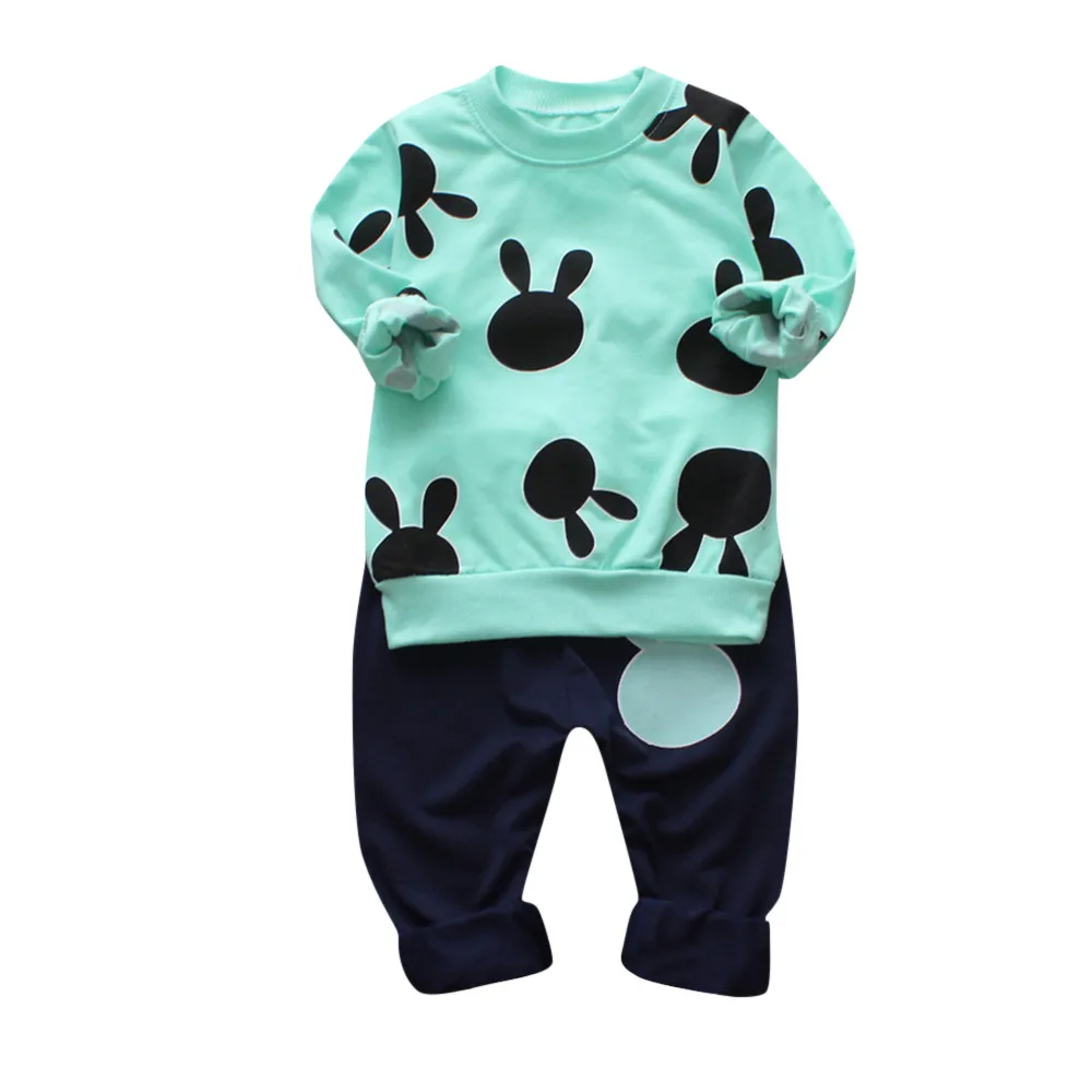 Toddler Summer Clothes Kid Baby Rabbit Print Long Sleeves Top+Pants Girls Outfit Sets Tracksuit Kids Kiz Cocuk Giyim | Детская одежда и