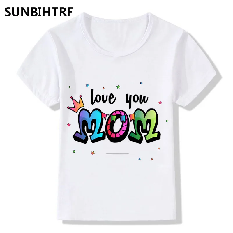 Футболка с надписью I LOVE MOM/DAD для больших мальчиков и девочек Детские футболки