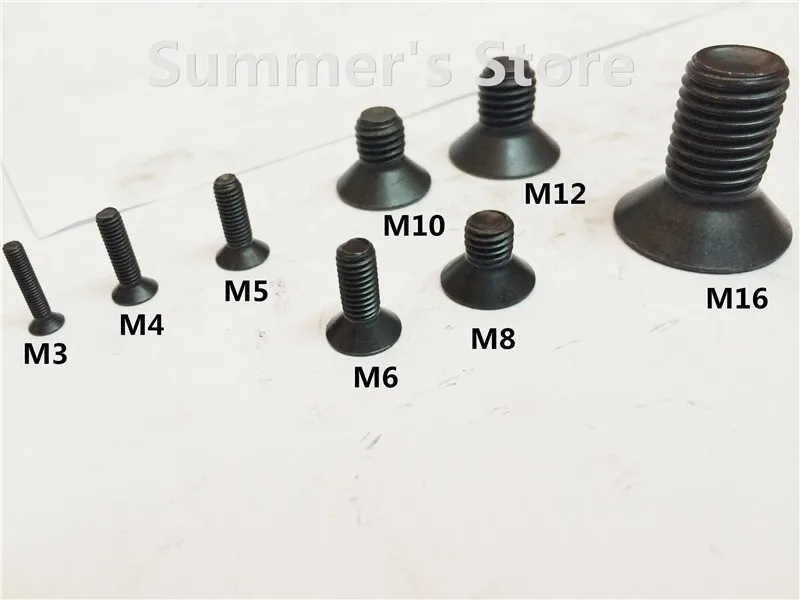DIN7991 Шестигранная головка с плоской головкой винт M2/M2.5/M3/M4/M5* 3/4/5/6/8/10/12/16/20/30/40/50 мм черный потайной болт Grade10.9