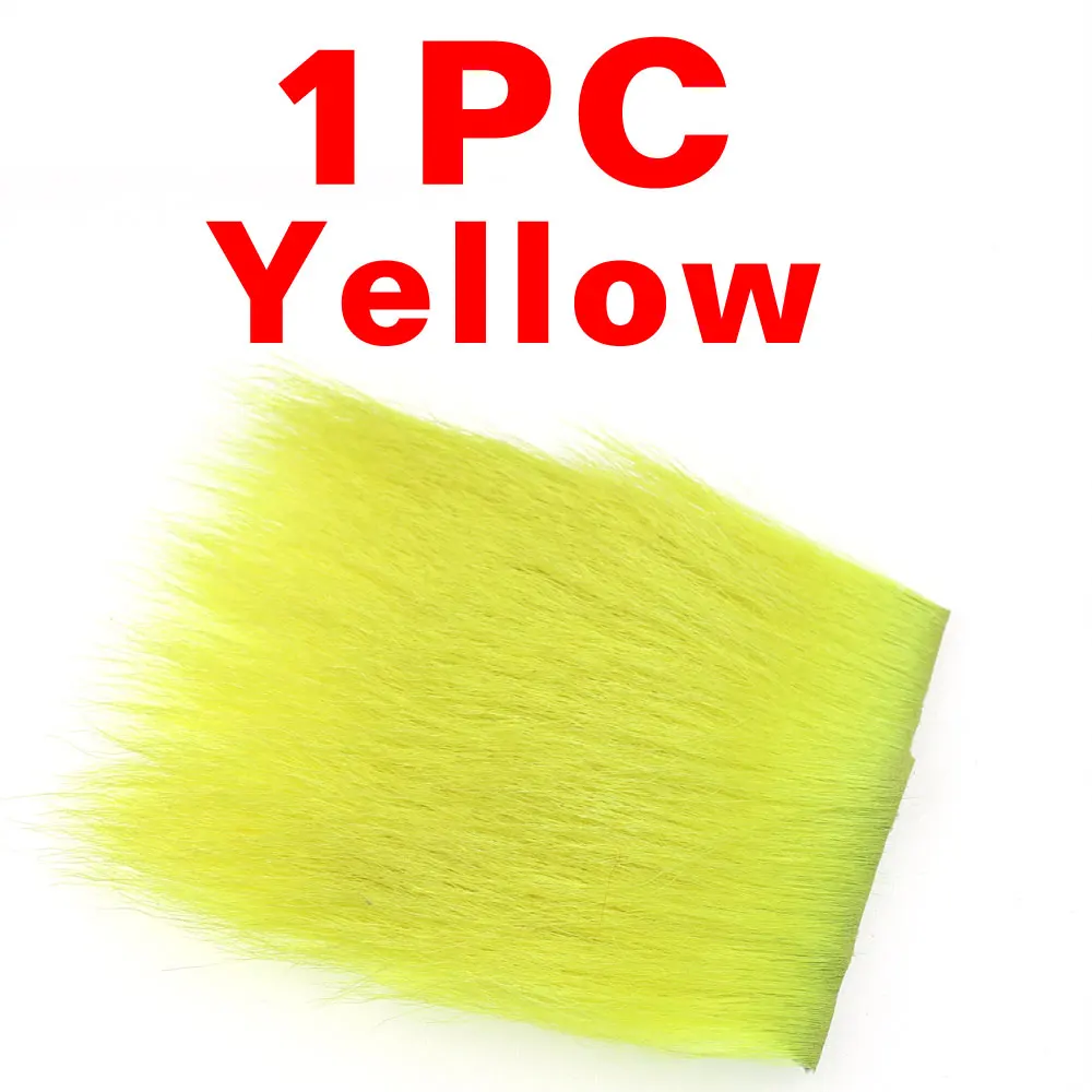 1PC Yellow Bimoo 1 шт., меховая нашивка для завязывания мух, для парашюта, для мух, мини, с петлей, джиг, стрейчевая, меховая нашивка, Chartreuse, оранжевый, белый, желтый, 6*6 см - Цвет: 1PC Yellow