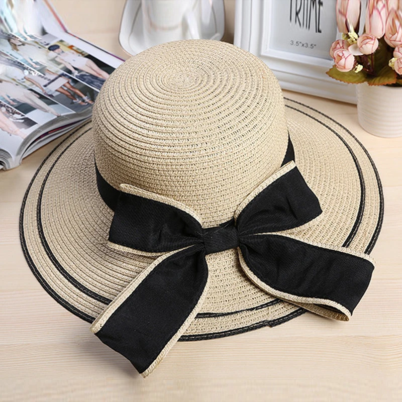 Шляпа от солнца Складная женская модная пляжная Соломенная Панама модный