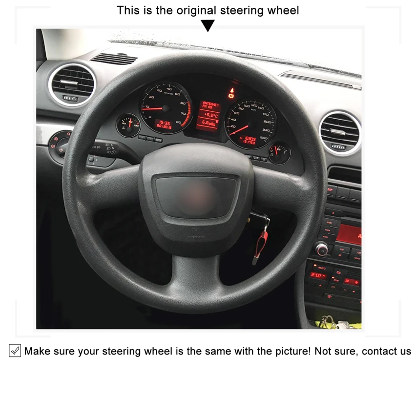 MEWANT черный чехол на руль из натуральной кожи для Audi A3(8 P) Sportback A4(B7) Avant A6(C6) S4 Seat Exeo 2009-2012