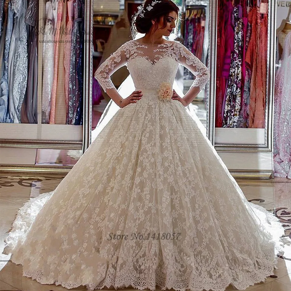Vestido de Noiva Renda пышные Роскошные турецкие свадебные платья арабское платье невесты