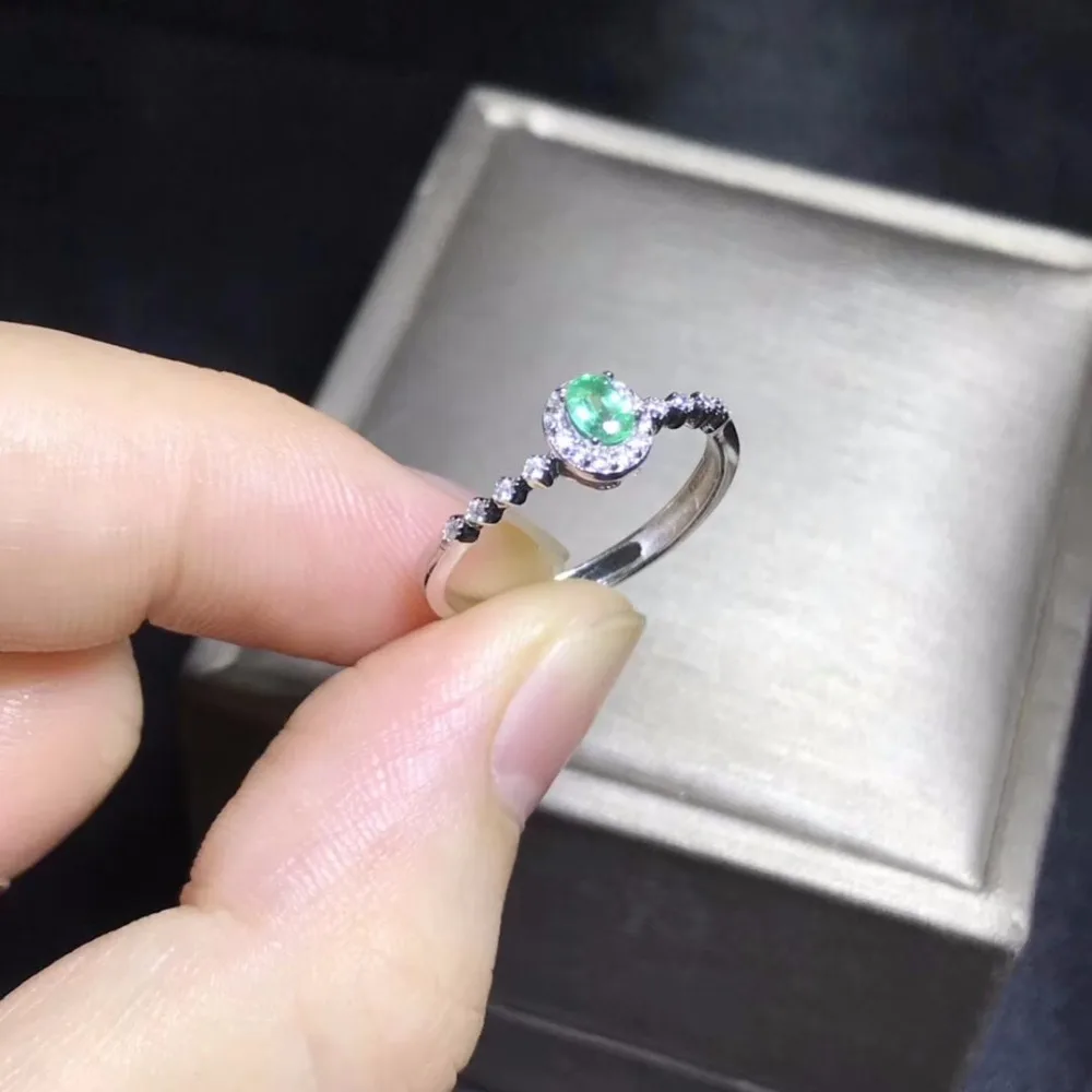 

Uloveido Green Emerald Ring, Wedding Band Rings, 925 Sterling Silver, 3*4mm Gemstone Engagement Wedding Jewelry for Women FJ210