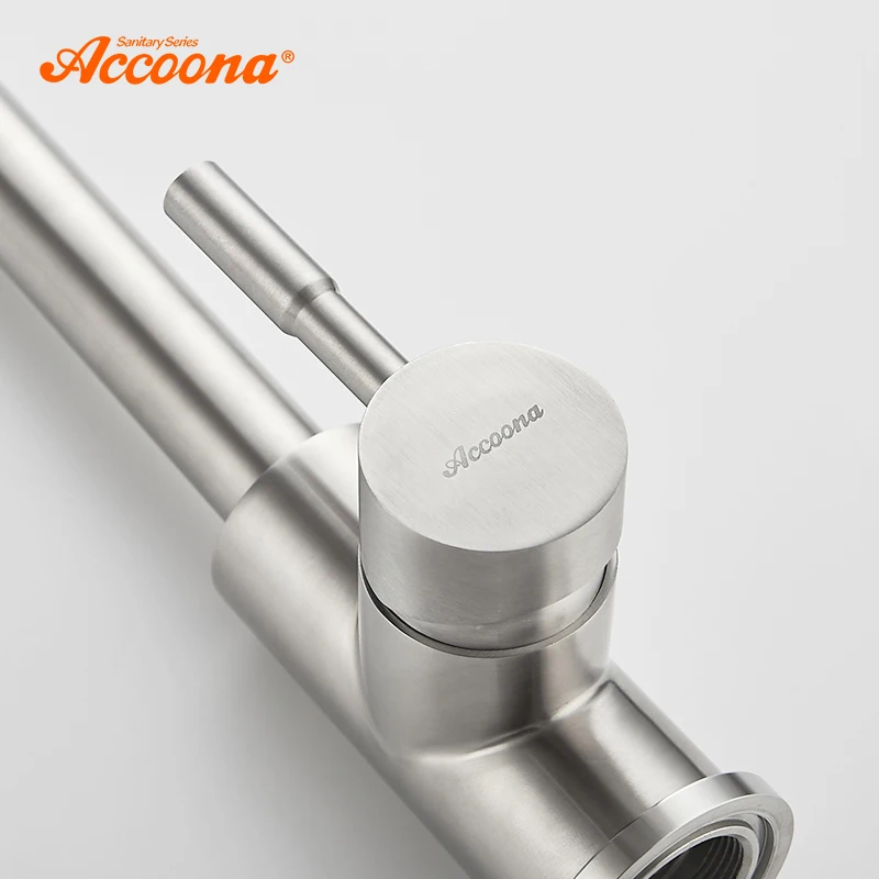 Кухонный кран Accoona из нержавеющей стали с одной ручкой и одним отверстием, смеситель для раковины, Настенный Матовый кран для горячей и холодной воды A4490