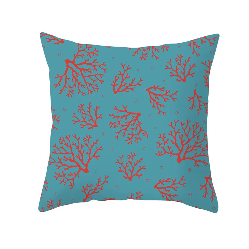Lychee Coral Series Printed Pattern Pillow Cases Colorful Polyester Peachskin 45x45cm Pillow Cases For Bedroom Home Office