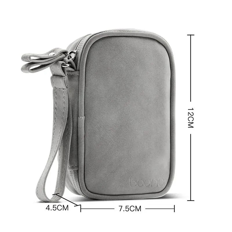 Updated gray Boona PU чехол для наушников сумка портативный наушник коробка для наушников для хранения карт памяти USB кабель Органайзер мини наушники сумка - Цвет: Updated gray
