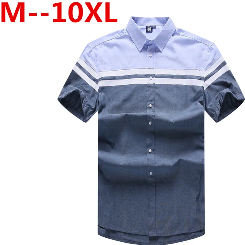 10XL 9XL 8XL 6XL Для мужчин короткий рукав рубашки в полоску модный бренд отложной