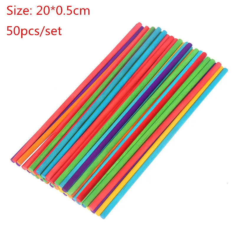 20cm-50pcs 50/100 шт Разноцветных Деревянных палочка для леденца шоколадная сахарная леденца на палочке плесень инструмент палочки для мороженого ручной работы искусство ремесла Инструменты для тортов - Цвет: 20cm-50pcs