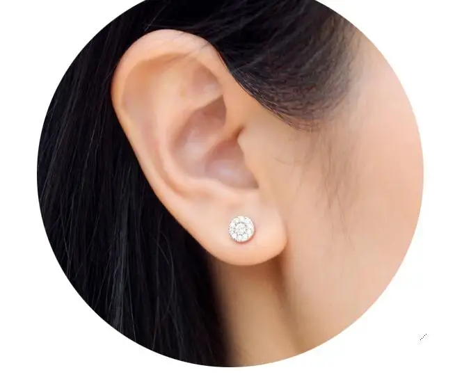 Женские Геометрические серьги серебристые белые с круглым и треугольным