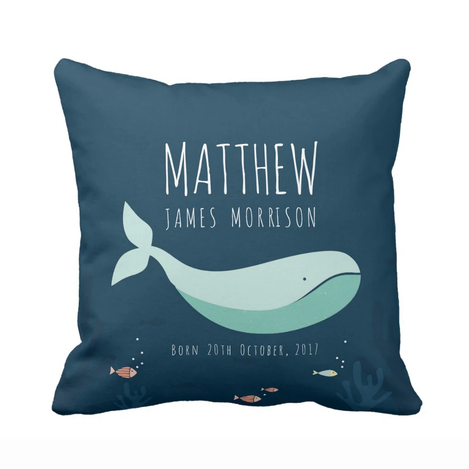 Наволочка на подушку из хлопка и полиэстера с изображением Кита|cushion covers for sofa|cushion