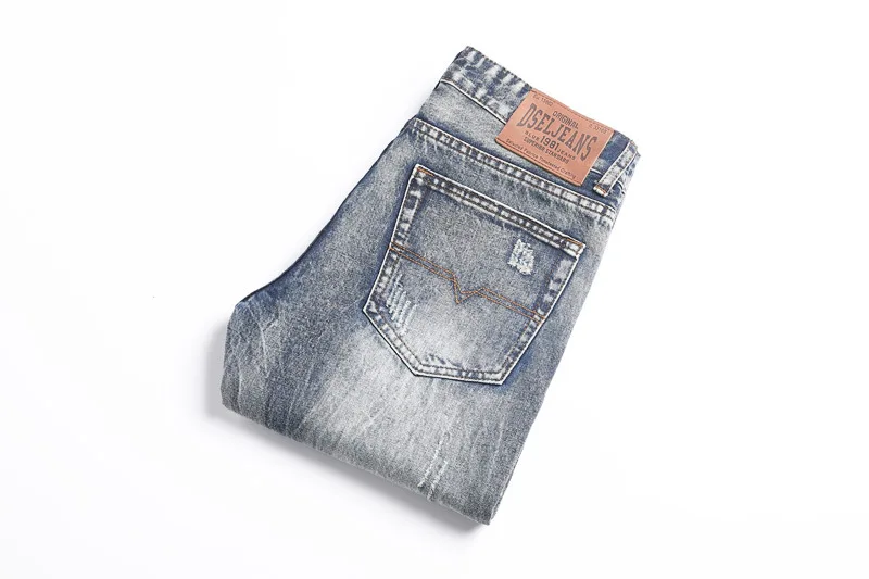 Новый Dsel бренд Для мужчин джинсы модные дизайнерские проблемных Рваные Straight Fit