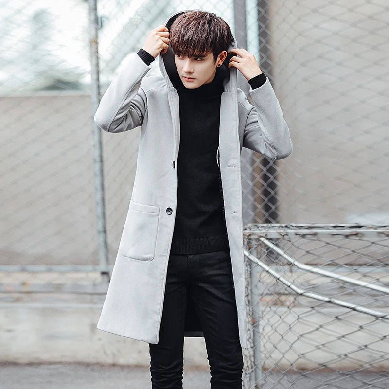 2017 новое поступление осень и зима Стильное мужское изысканное шерстяное пальто