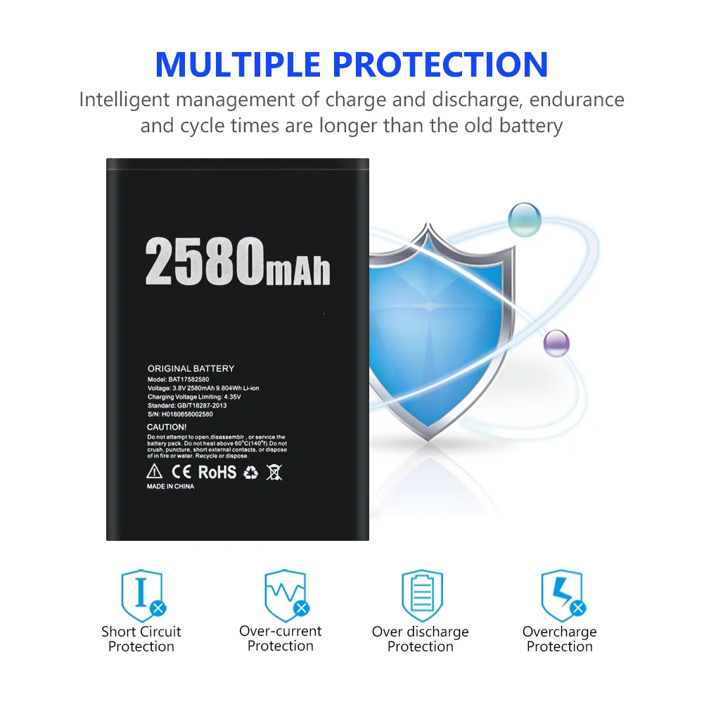 Перезаряжаемые 3 8 V 2580mAh батареи для телефона BAT17582580 литий ионный аккумулятор DOOGEE