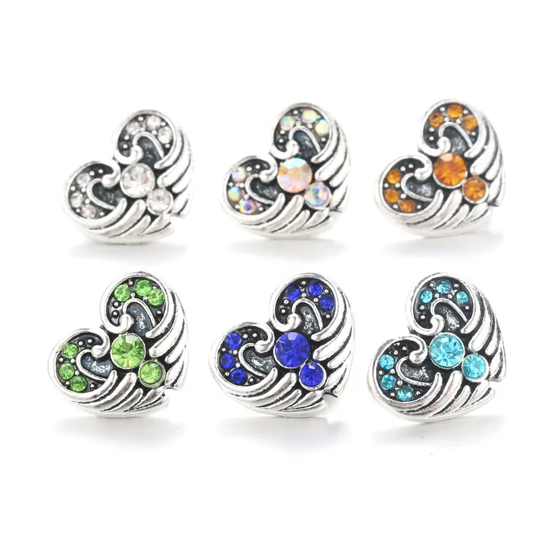 Креативные 10 шт./лот ювелирные изделия с пчелиным сердцем 12 мм кнопки со стразами