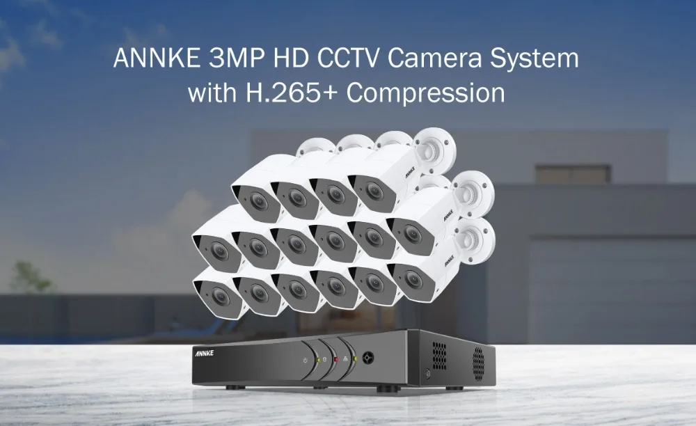 ANNKE FHD 16CH 3MP система видеонаблюдения 5в1 H.265+ DVR с 16 шт. 3MP пуля наружная Водонепроницаемая камера Умный ИК комплект видеонаблюдения