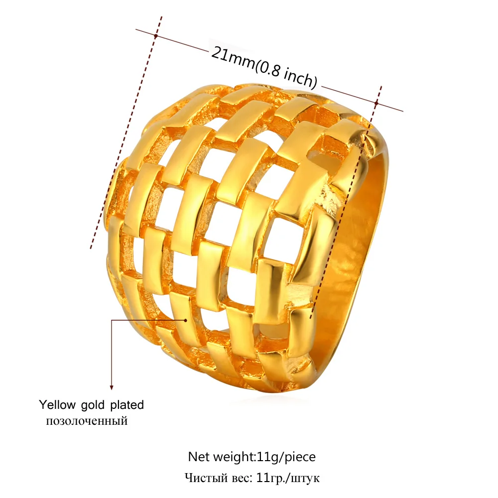 U7 Позолоченный Перстень Мужской Большое Кольцо Ювелирные Изделия Оптом