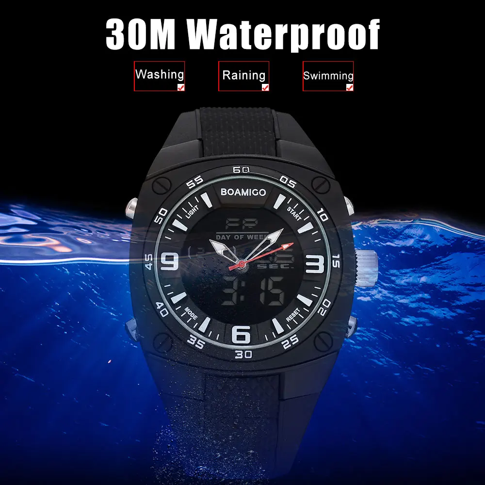 Мужские спортивные военные кварцевые часы BOAMIGO модные наручные со светодиодным