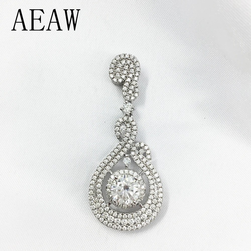 AEAW Lab Grown Moissanite Diamond Solitaire горка подвеска твердая 14 к белое золото для женщин
