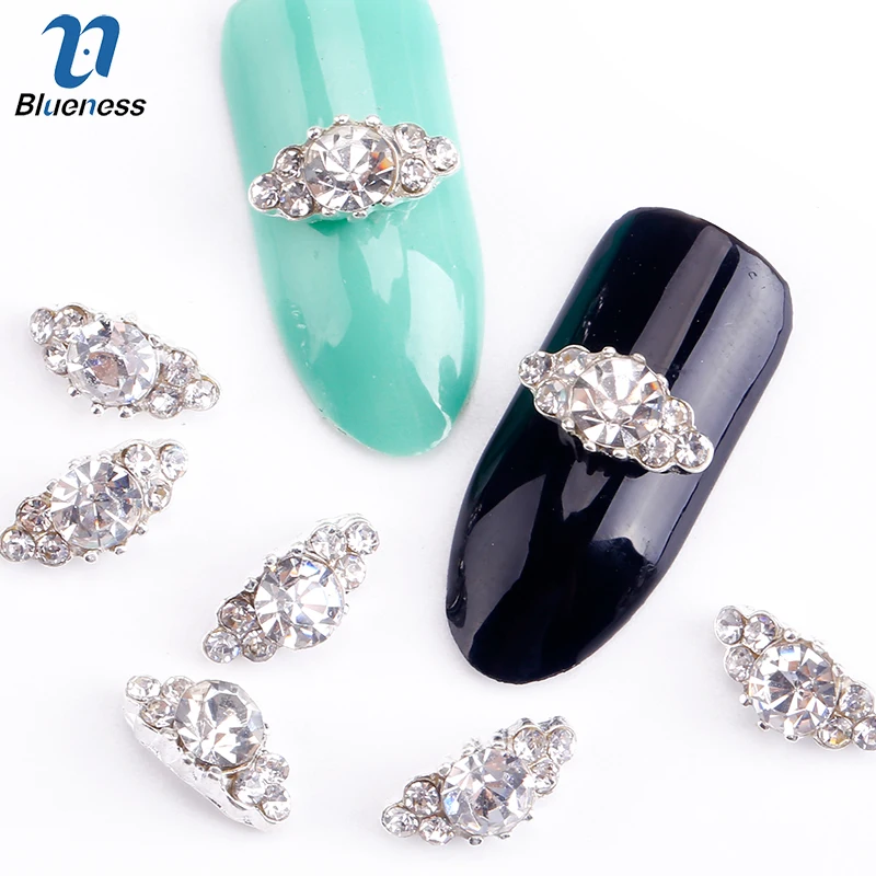 Blueness 10 шт 3D украшения для дизайна ногтей Diy Блестящий серебряный сплав Шарм