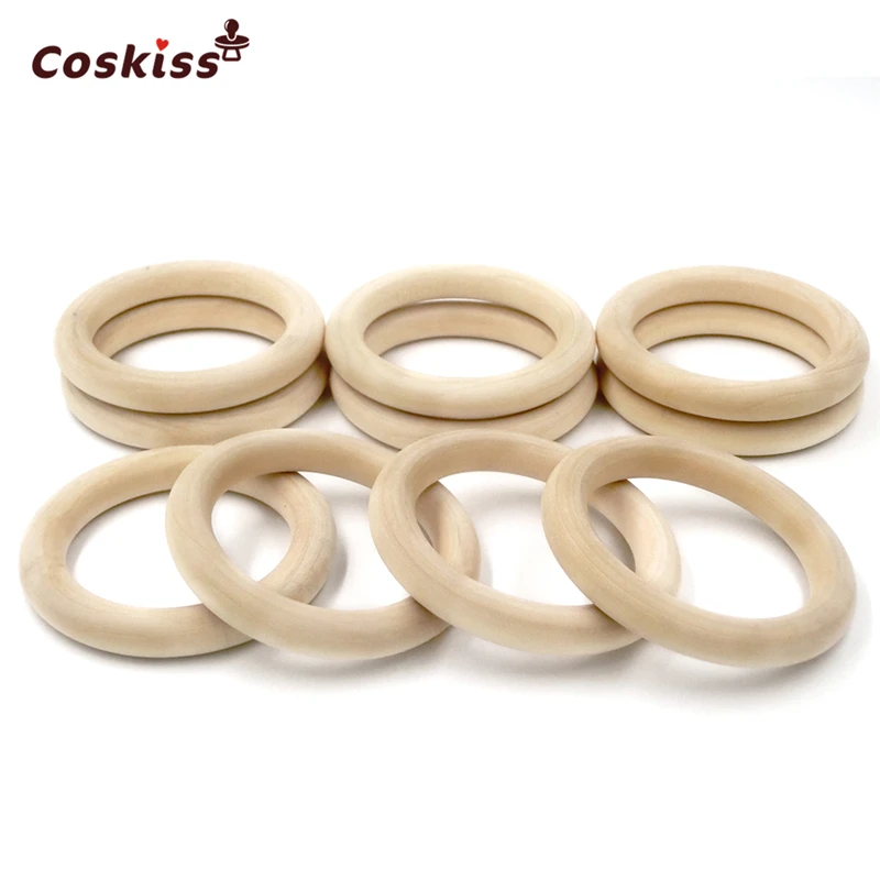 Juguete de dentici&oacute;n org&aacute;nico para beb&eacute;, 25mm (0,98 ''), accesorios para el cuello, anillo de madera, mordedor Montessori, 20 Uds.-1