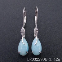 real natural larimar earring fine jewelry dangle earring 925 sterling silver jewelry drop earrings for women earring