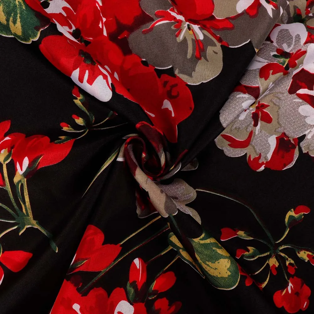 Полиэстеровая ткань с цветочным принтом тонкая Великолепная сделай сам одежда