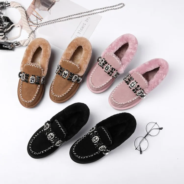 MLJUESE/женские ботильоны из коровьей замши без шнуровки со стразами розового цвета