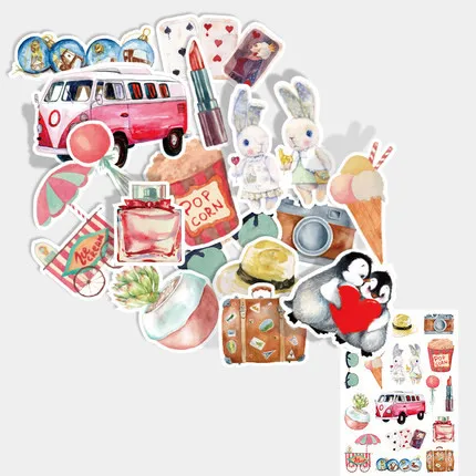 

16pcs Cartoon cute stickers notebook phone suitcase stickers skateboard refrigerator suitcase stickers