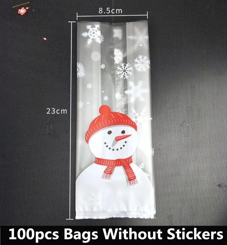 9x23 Without Sticker LBSISI Life 100 шт рождественские снежные DIY мешки для печенья, конфет, самостоящая сувенирная машина для украшения дня рождения - Цвет: 9x23 Without Sticker