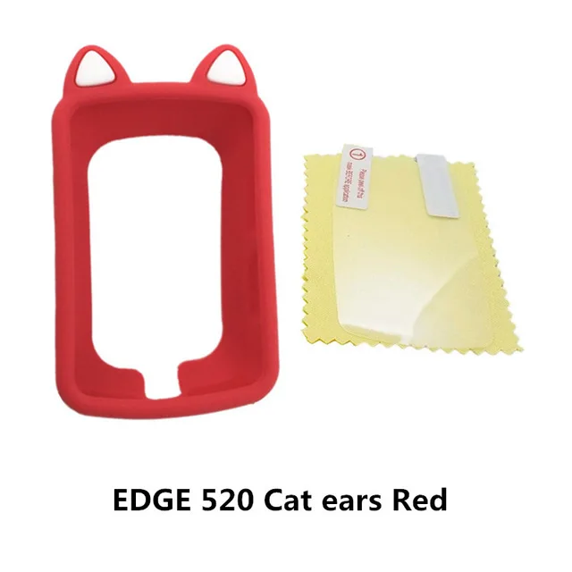 E520 Cat ears Red Универсальный гелевый Чехол для велосипеда и защитная пленка для экрана для Garmin Edge 520 компьютер gps качественный чехол для edge520 мультяшный умный Cas - Цвет: E520 Cat ears Red
