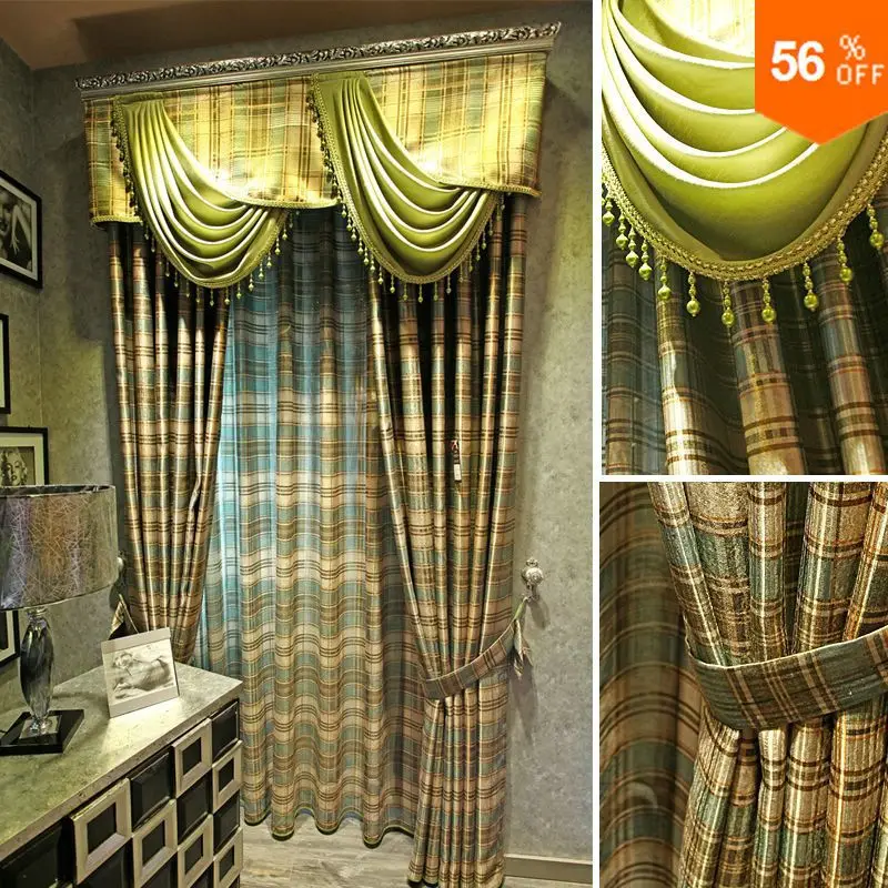 extreme quality the blind Vivian rustic double faced print plaid curtain finished product girl Blinds tulle | Дом и сад