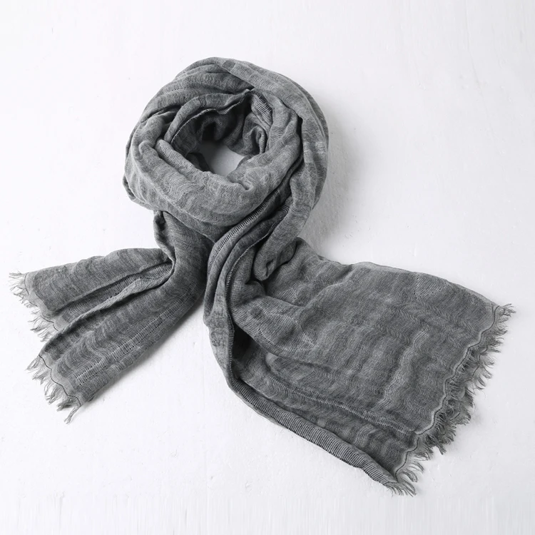 Мужские однотонные теплые хлопковые и льняные шарфы зимние шали Мужская одежда