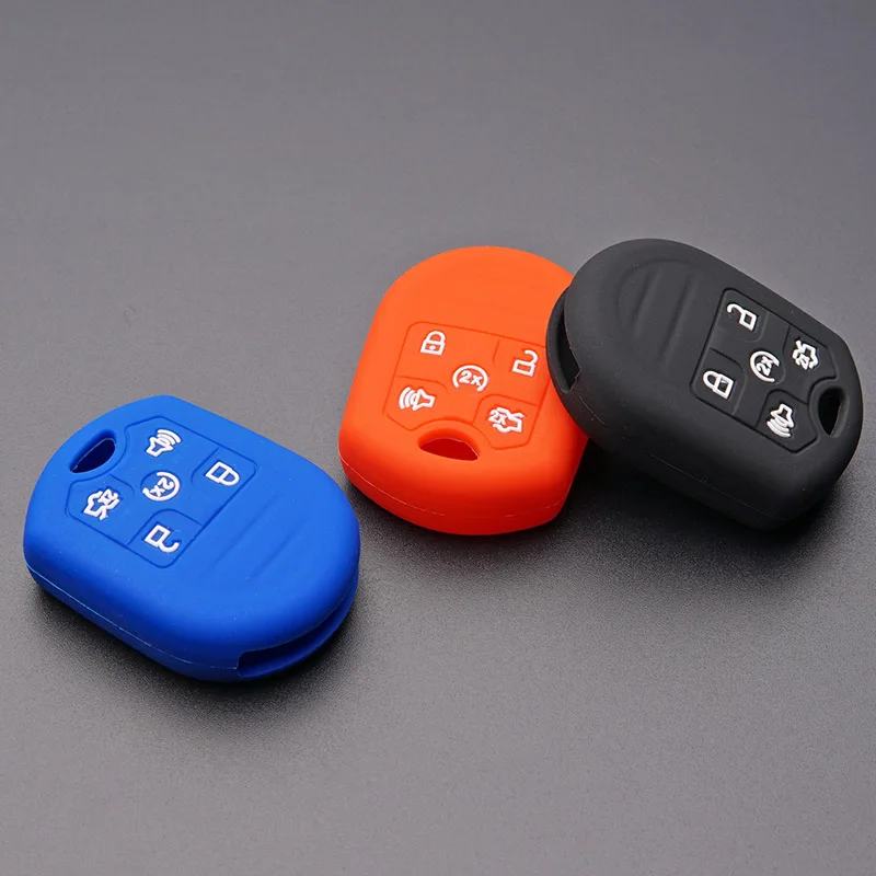 Silicone Car key Fob cap cover case Shell for ford Escape Focus C-Max Transit mustang Fusion remote 5 buttons Protective skin | Автомобили