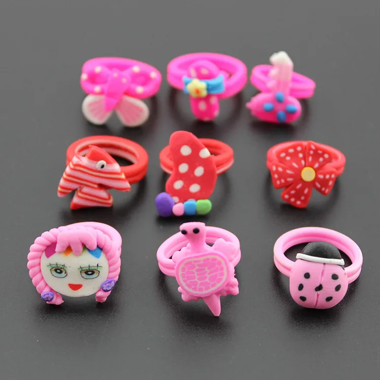 Детские открытые кольца из полимерной глины Fimo 10 шт./лот для вечеринки/дня