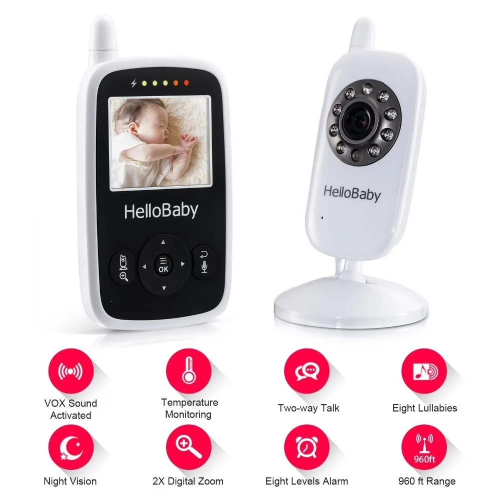 

HelloBaby 2,4 дюймовая Беспроводная видеоняня с ночным видением, 24 часа портативная детская камера, Детская рация, няня, диалог