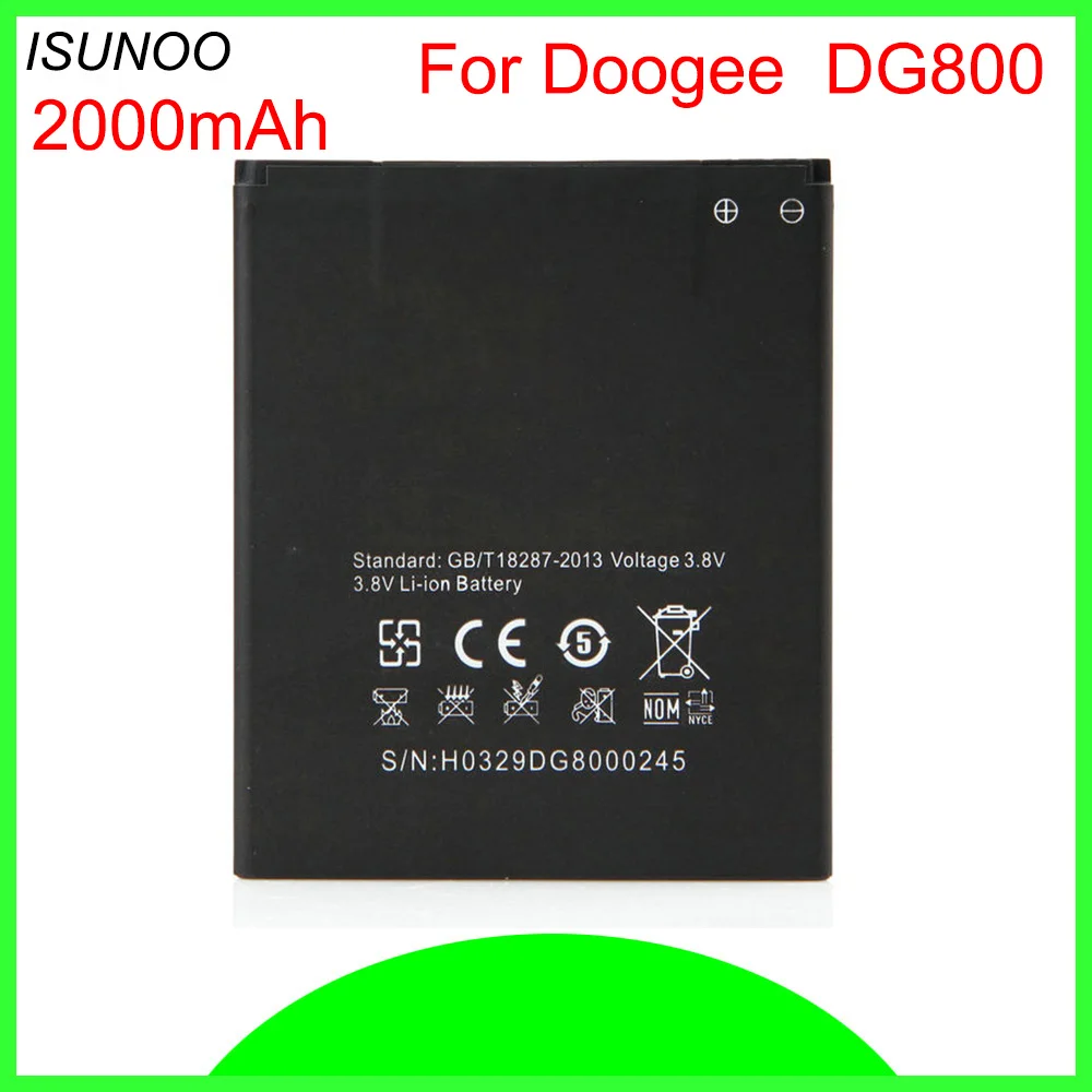 Аккумулятор ISUNOO DG800 Для Doogee DG 800 2000 мАч 100% Фирменная новинка аккумуляторы для